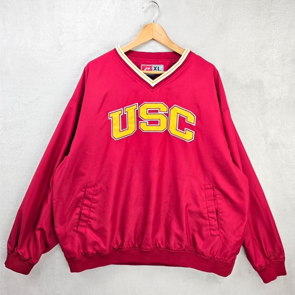 Vintage Pro Player USC Trojans Windbreaker Mens XL Red Maroon Pullover 90s